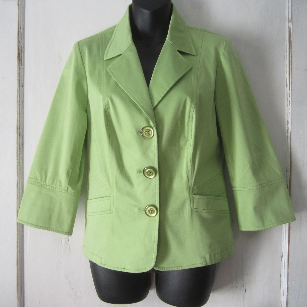 Tribal Bright Green Jacket Blazer Button Front - 4